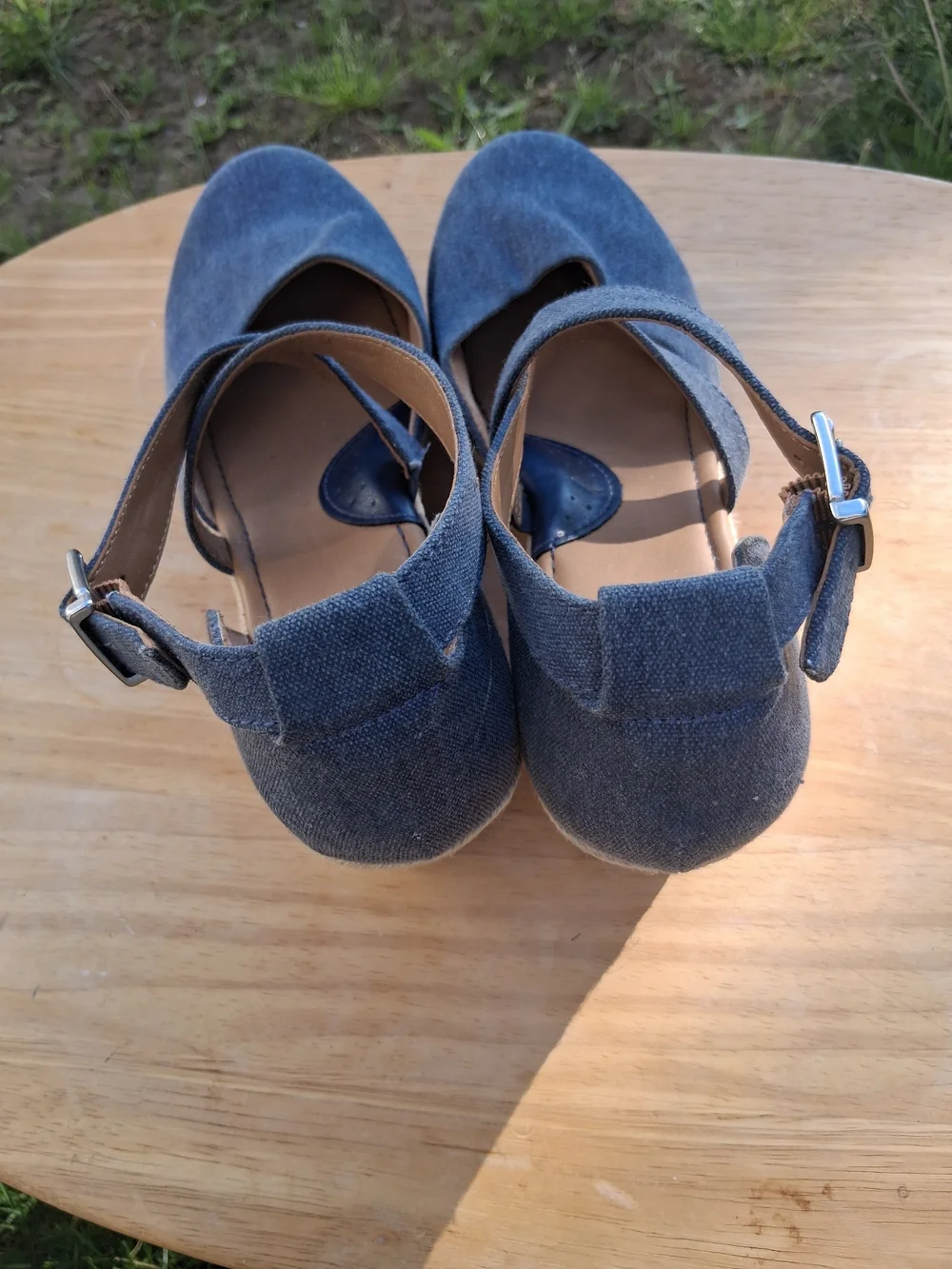 BOC Blue Canvas Espadrille Wedge Sandals Women’s Size 9 Comfort Shoes
